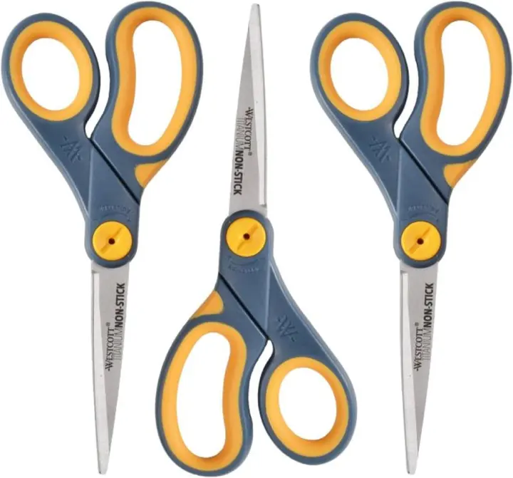 8-Inch Titanium-Bonded Non-Stick Scissors — 3-Pack for Home & Office