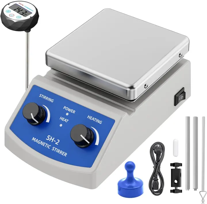 Magnetic Hotplate Stirrer Kit — 2000 RPM, 520°F, Thermometer & Retriever