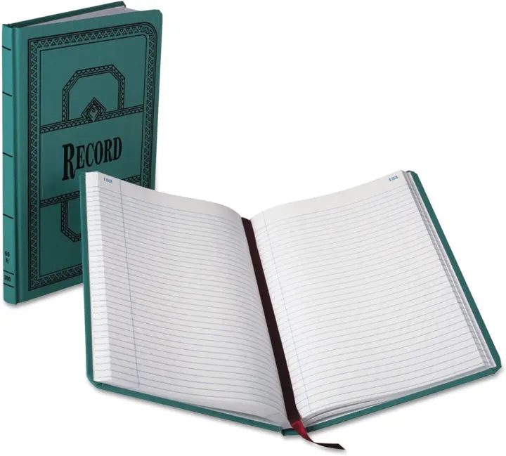 Record-Ruled 300-Page Account Ledger — Blue Canvas, 7-5/8" x 12-1/8"